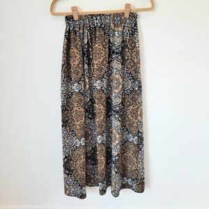 Shein Boho Mandala Print Maxi Skirt Black White Tan Women’s S